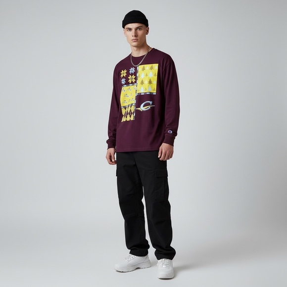 Champion burgundy long sleeve winter theme athletic shirt - Picture 2 of 11